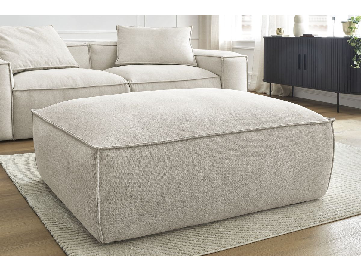 Canapé droit fixe 3 places ultra moelleux BOHEME tissu chiné avec pouf