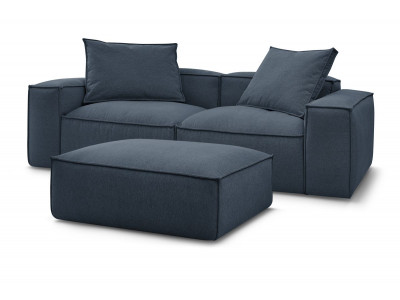 Canapé droit fixe 3 places ultra moelleux BOHEME tissu chiné avec pouf