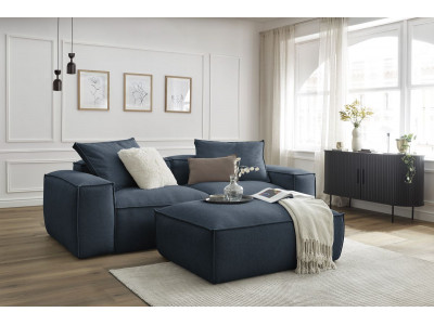 Canapé droit fixe 3 places ultra moelleux BOHEME tissu chiné avec pouf