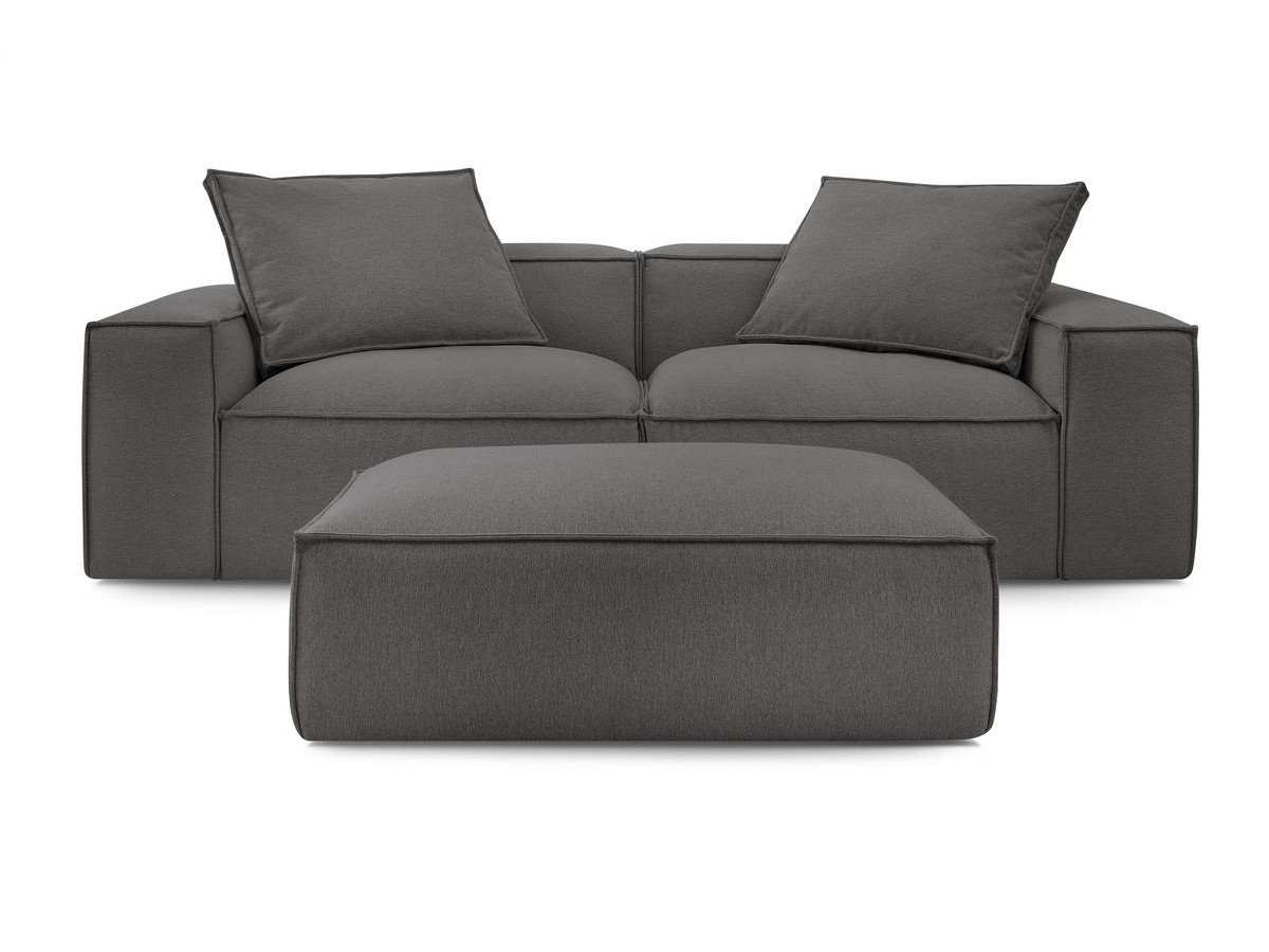 Canapé droit fixe 3 places ultra moelleux BOHEME tissu chiné avec pouf