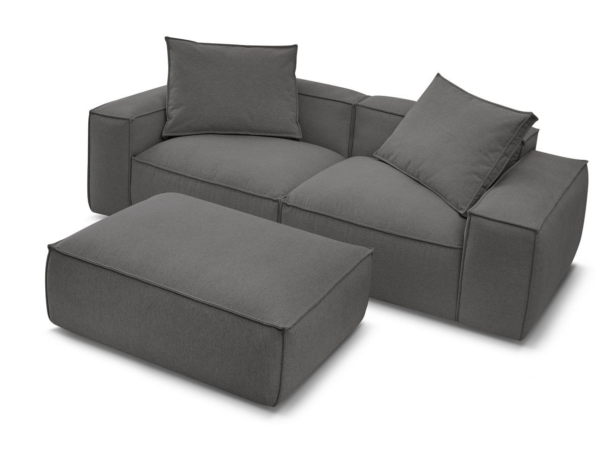 Canapé droit fixe 3 places ultra moelleux BOHEME tissu chiné avec pouf