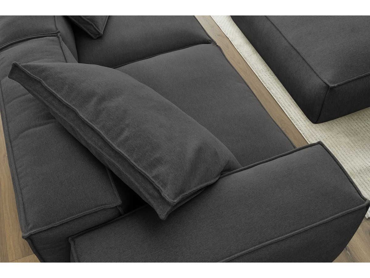 Canapé droit fixe 3 places ultra moelleux BOHEME tissu chiné avec pouf