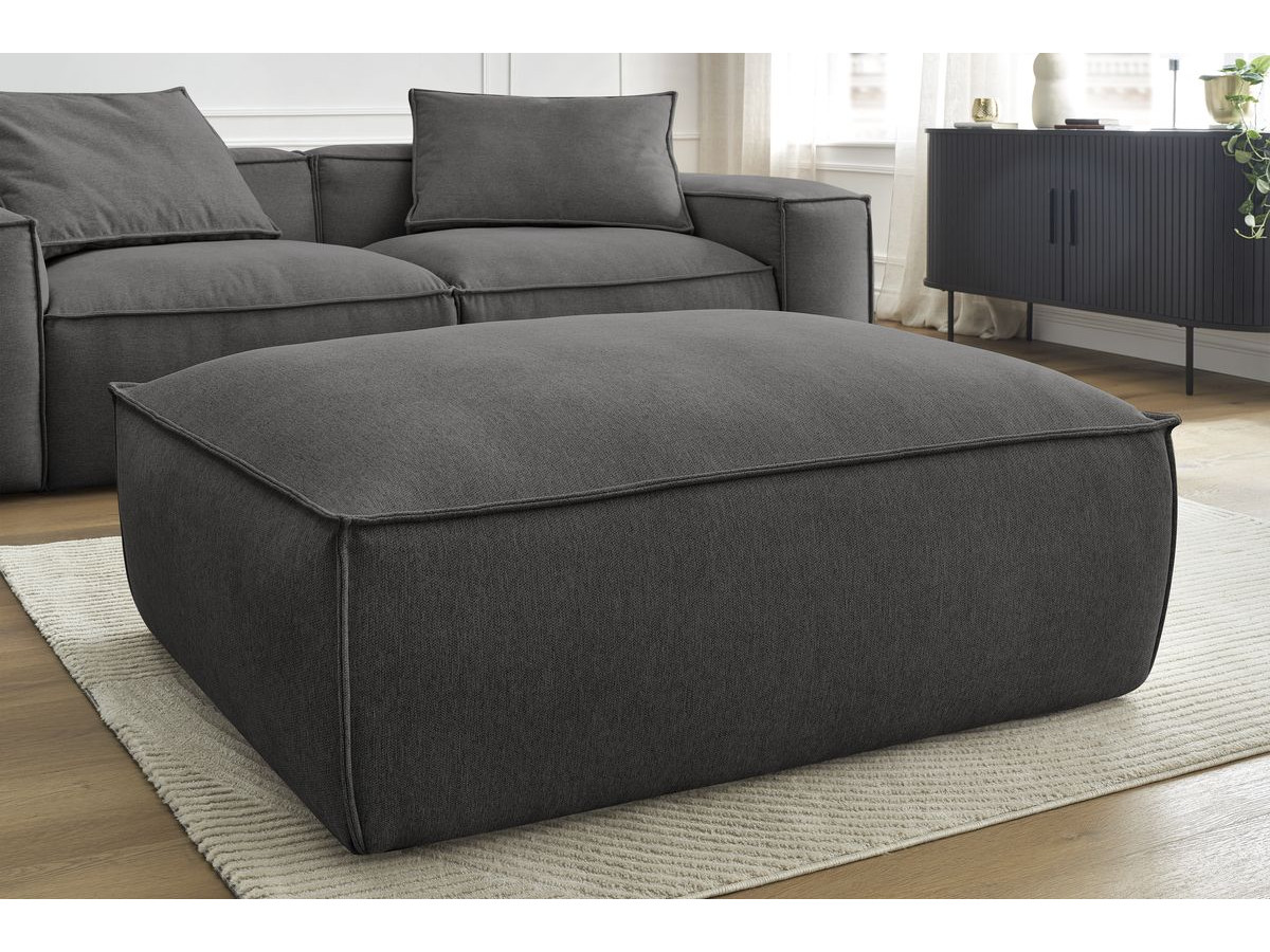 Canapé droit fixe 3 places ultra moelleux BOHEME tissu chiné avec pouf