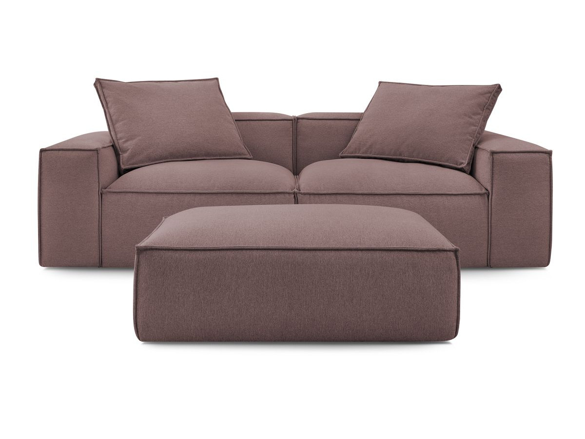 Canapé droit fixe 3 places ultra moelleux BOHEME tissu chiné avec pouf
