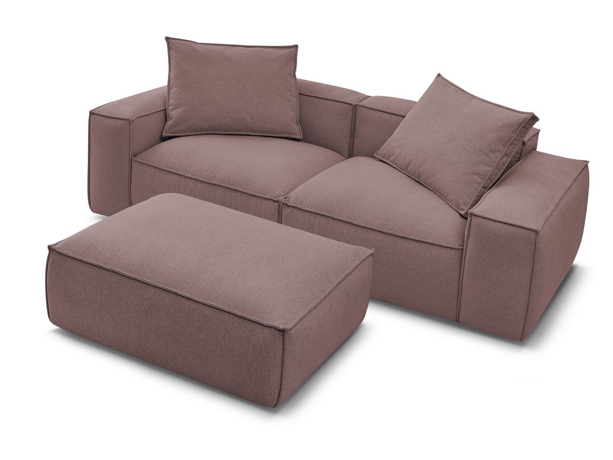 Canapé droit fixe 3 places ultra moelleux BOHEME tissu chiné avec pouf