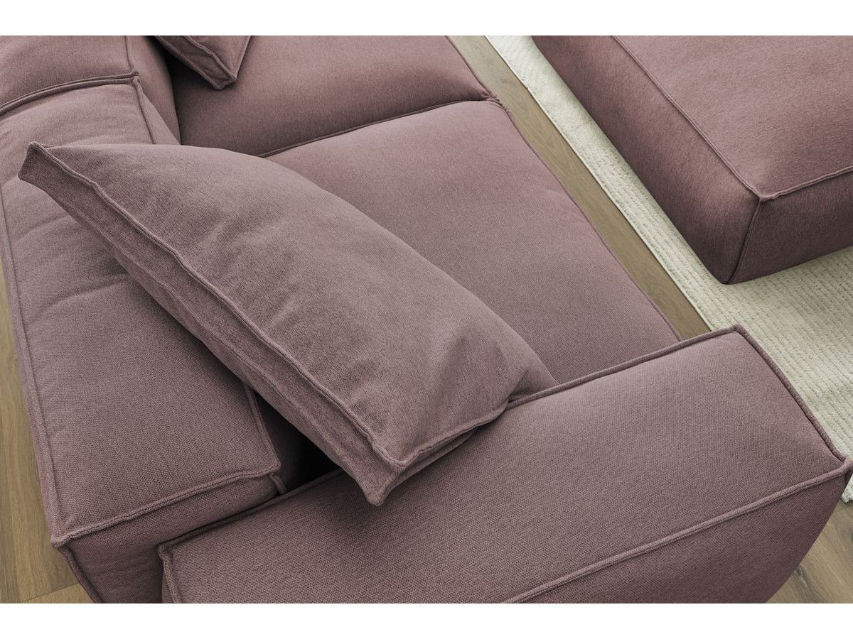 Canapé droit fixe 3 places ultra moelleux BOHEME tissu chiné avec pouf