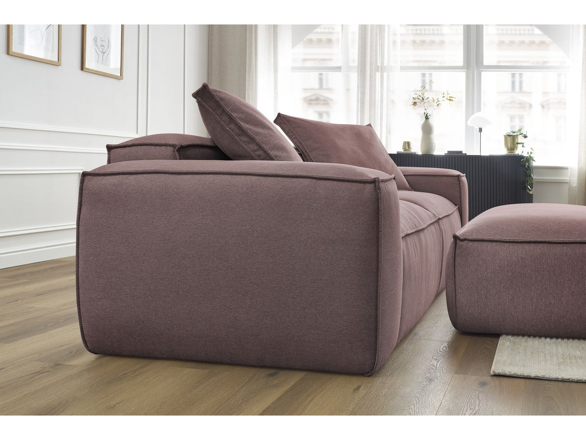 Canapé droit fixe 3 places ultra moelleux BOHEME tissu chiné avec pouf