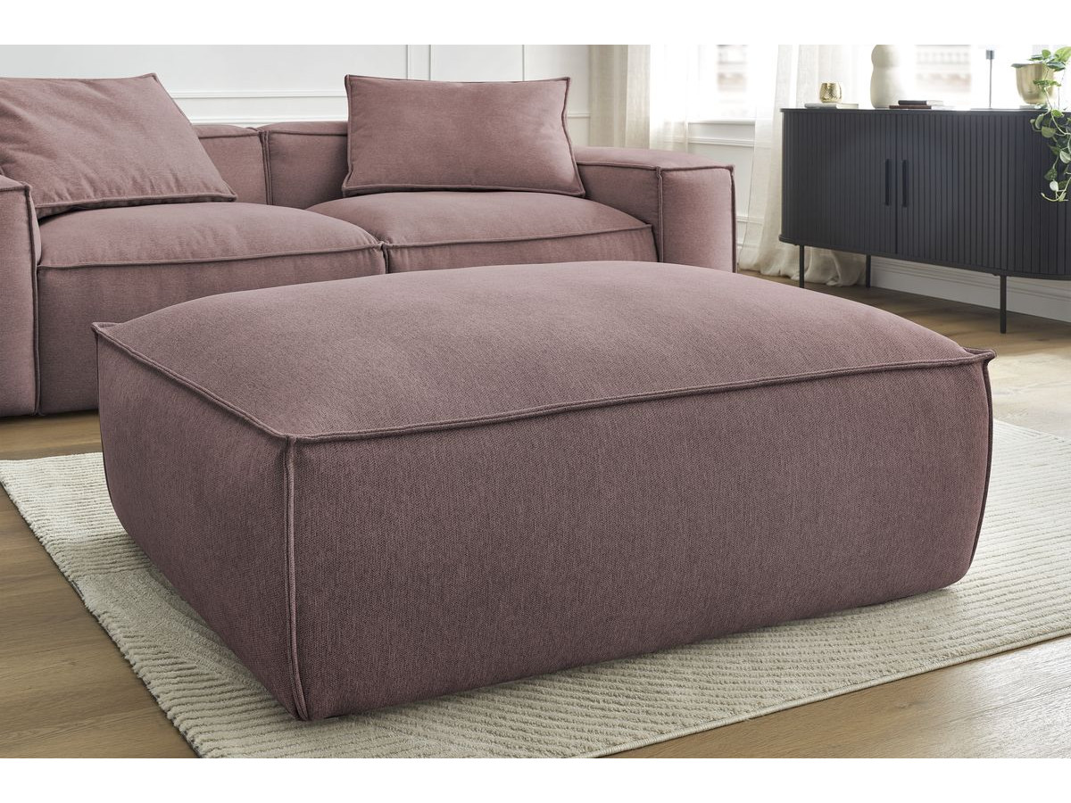 Canapé droit fixe 3 places ultra moelleux BOHEME tissu chiné avec pouf