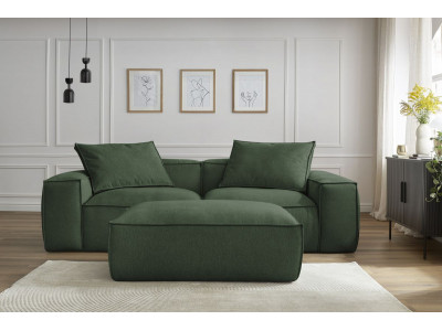 Canapé droit fixe 3 places ultra moelleux BOHEME tissu chiné avec pouf