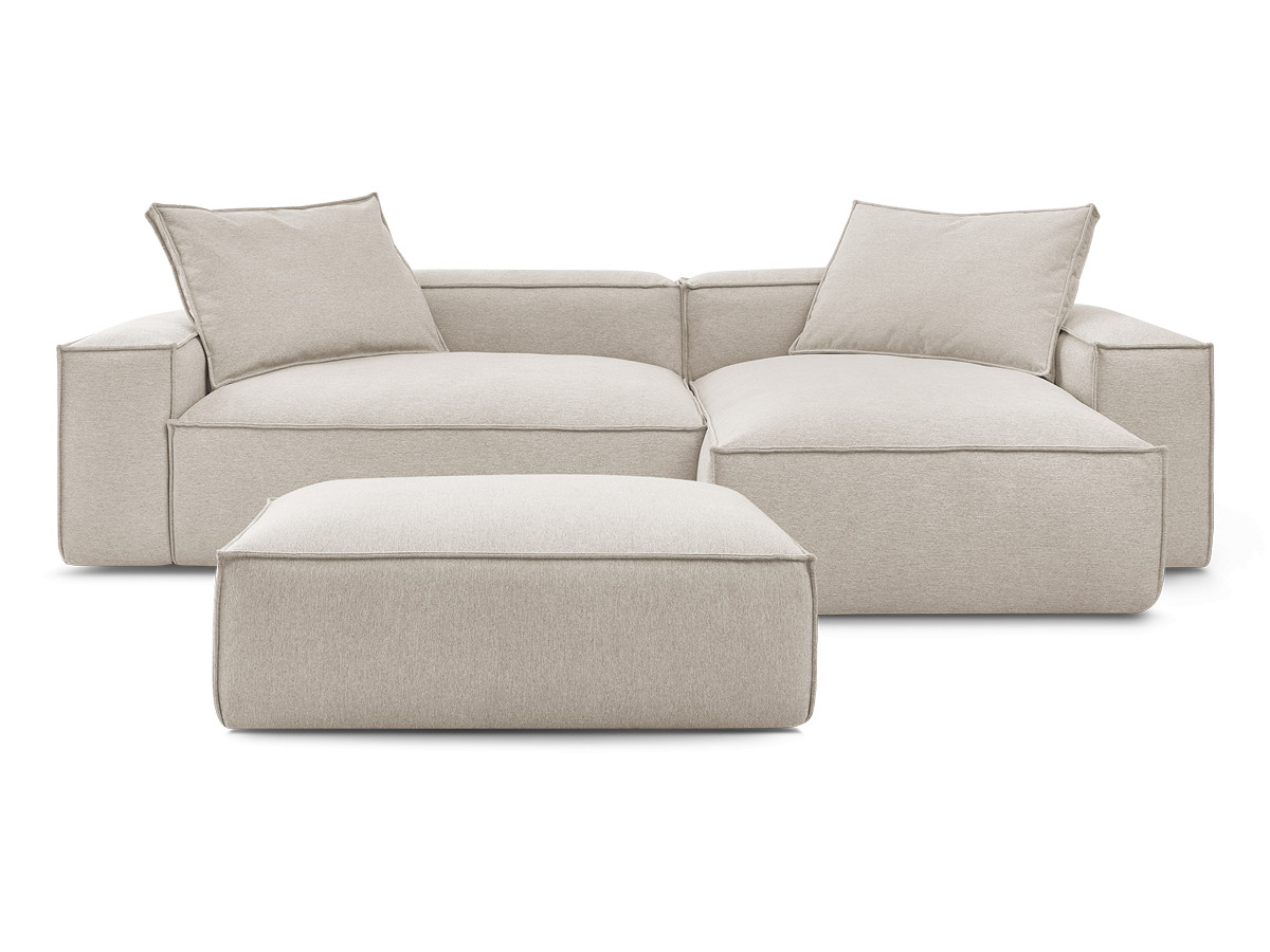 Canapé d'angle réversible ultra moelleux BOHEME tissu chiné avec pouf