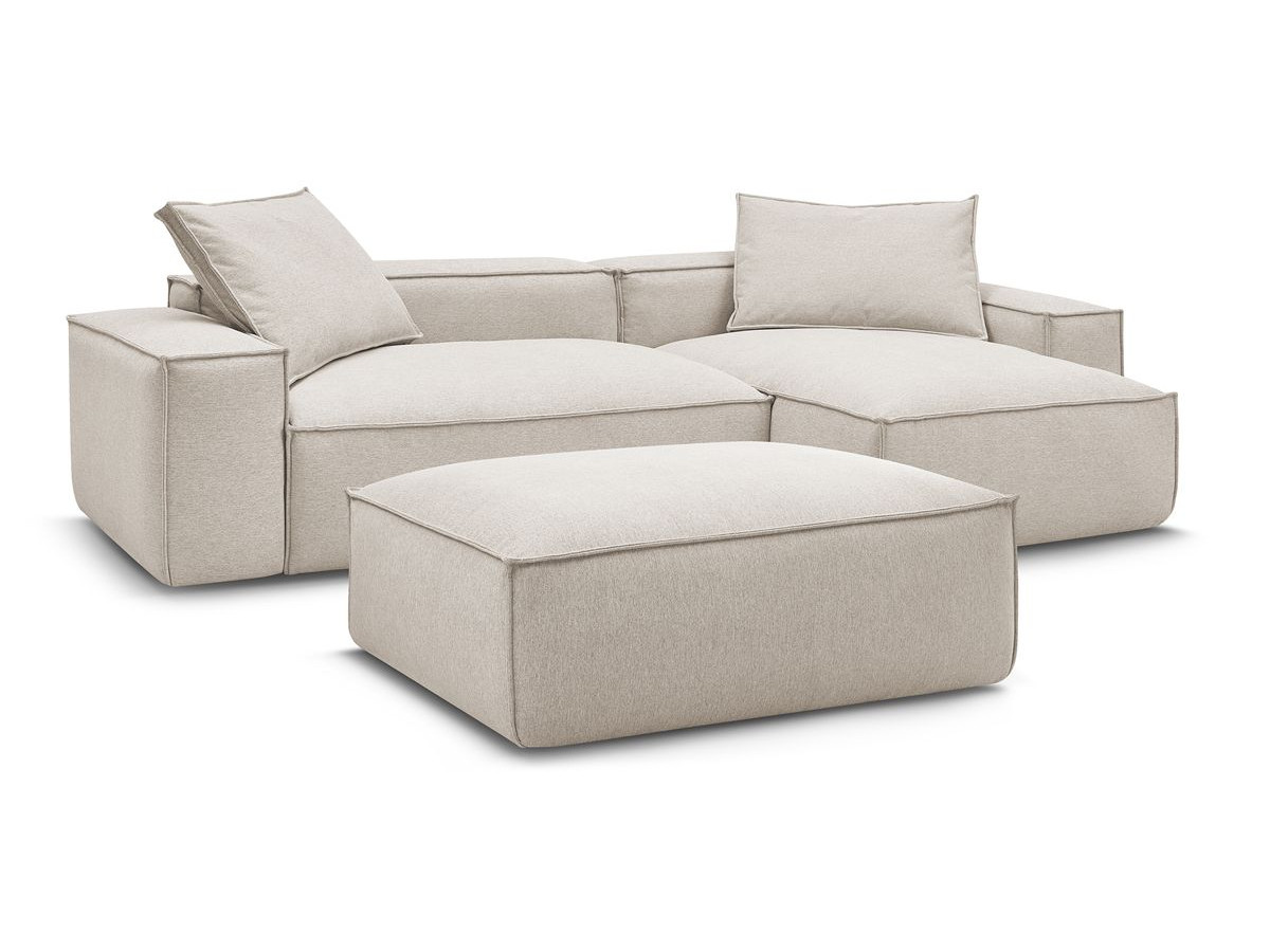 Canapé d'angle réversible ultra moelleux BOHEME tissu chiné avec pouf