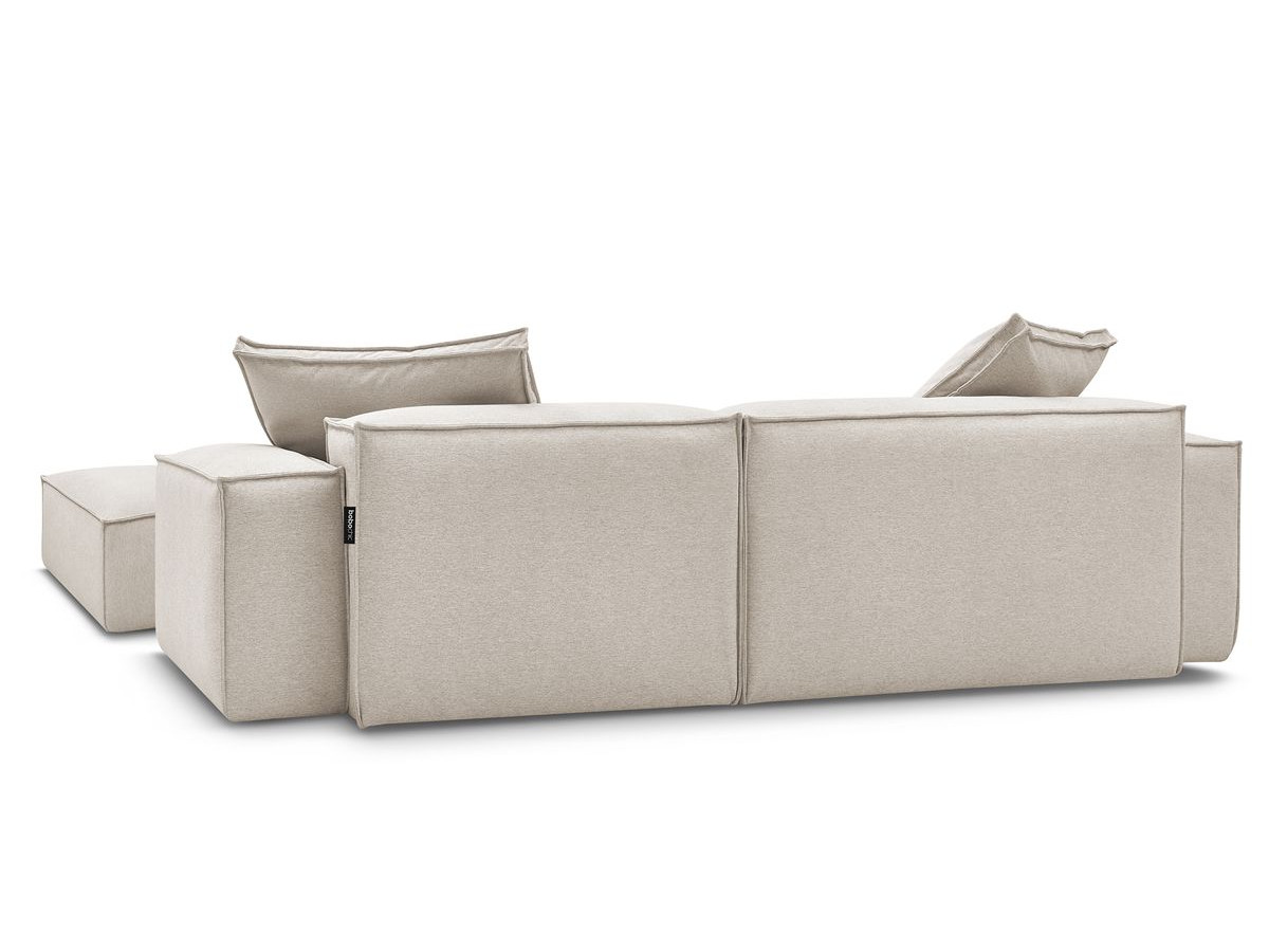 Canapé d'angle réversible ultra moelleux BOHEME tissu chiné avec pouf