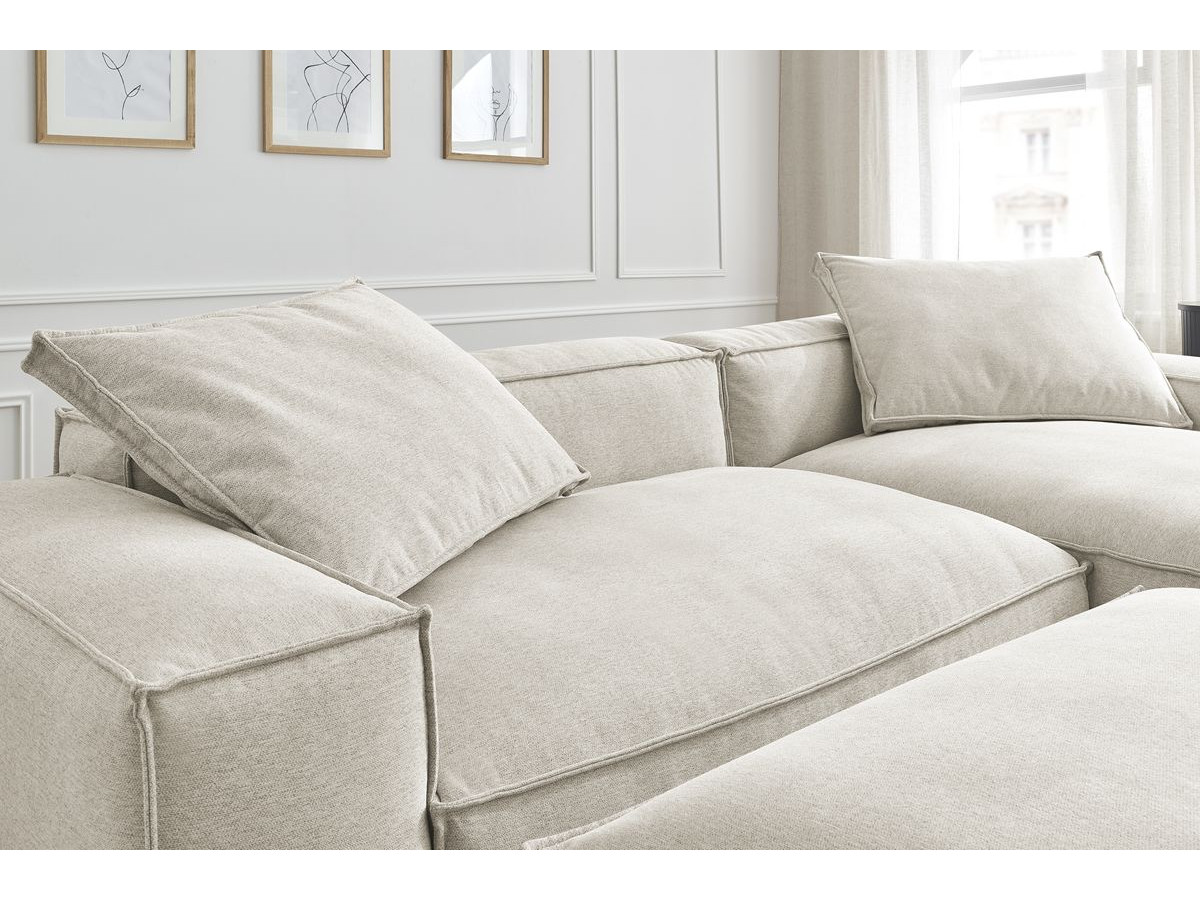 Canapé d'angle réversible ultra moelleux BOHEME tissu chiné avec pouf