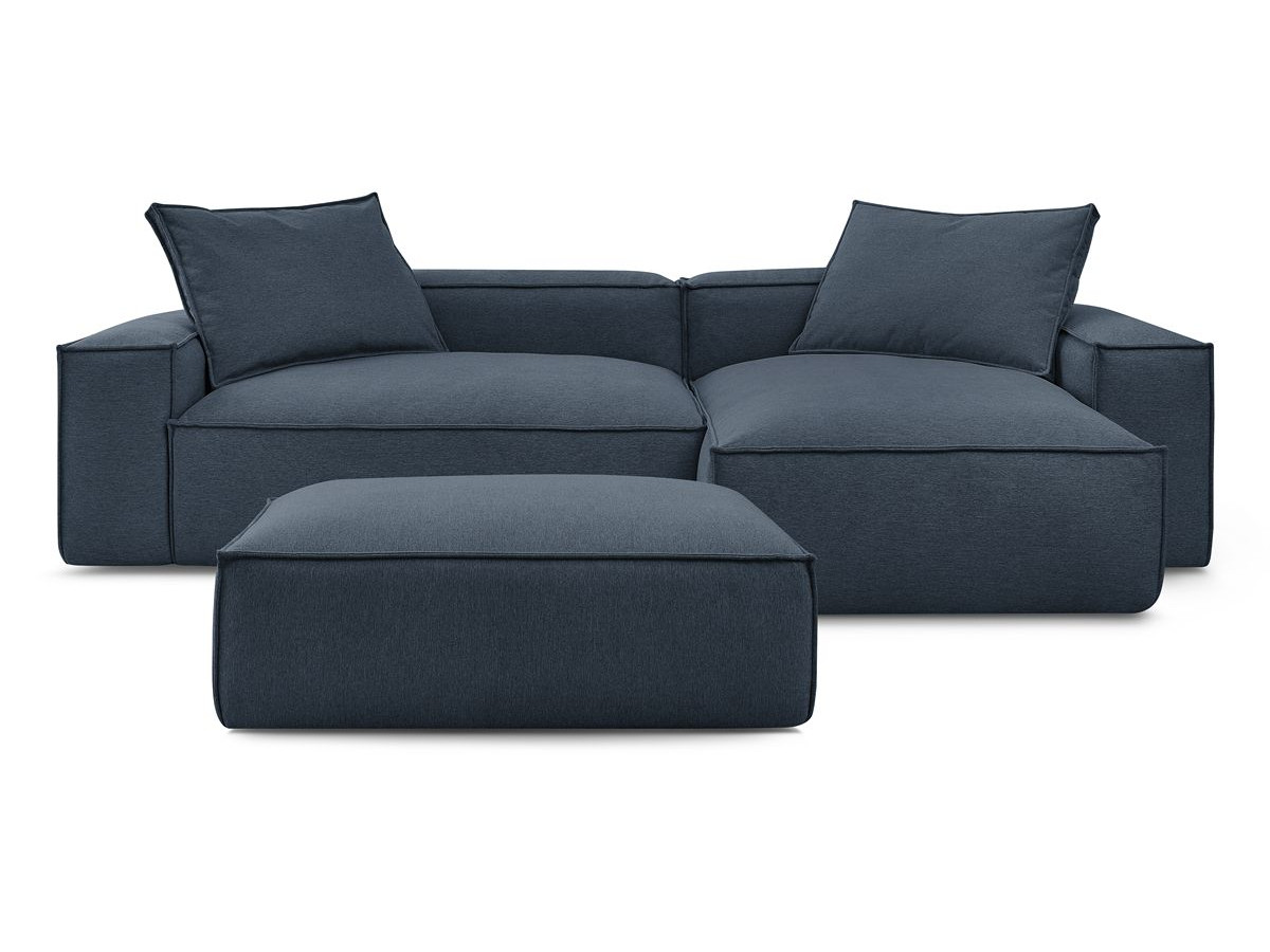 Canapé d'angle réversible ultra moelleux BOHEME tissu chiné avec pouf