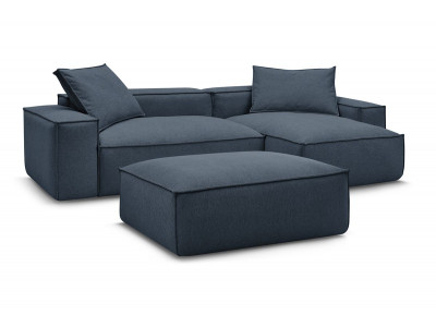 Canapé d'angle réversible ultra moelleux BOHEME tissu chiné avec pouf