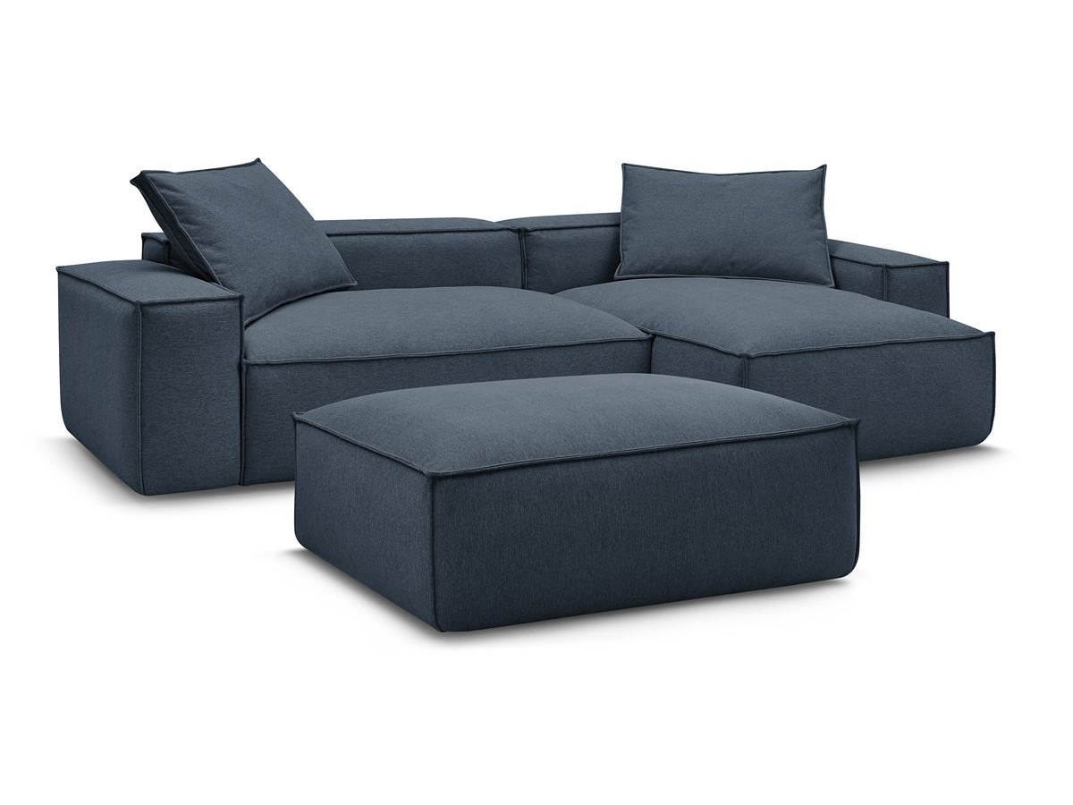Canapé d'angle réversible ultra moelleux BOHEME tissu chiné avec pouf