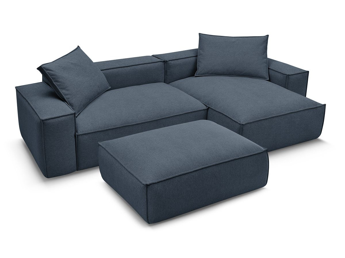 Canapé d'angle réversible ultra moelleux BOHEME tissu chiné avec pouf