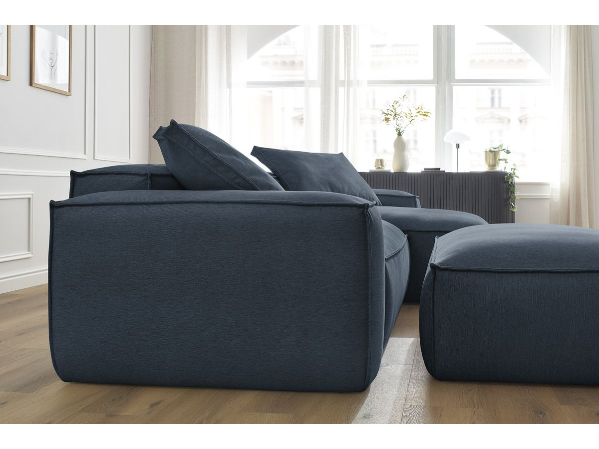 Canapé d'angle réversible ultra moelleux BOHEME tissu chiné avec pouf