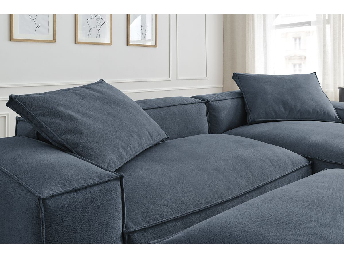Canapé d'angle réversible ultra moelleux BOHEME tissu chiné avec pouf