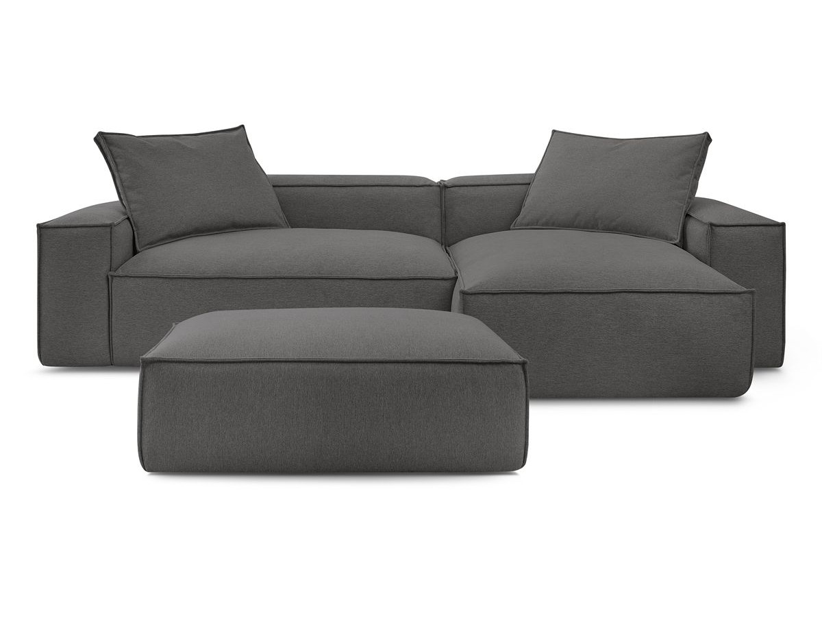 Canapé d'angle réversible ultra moelleux BOHEME tissu chiné avec pouf