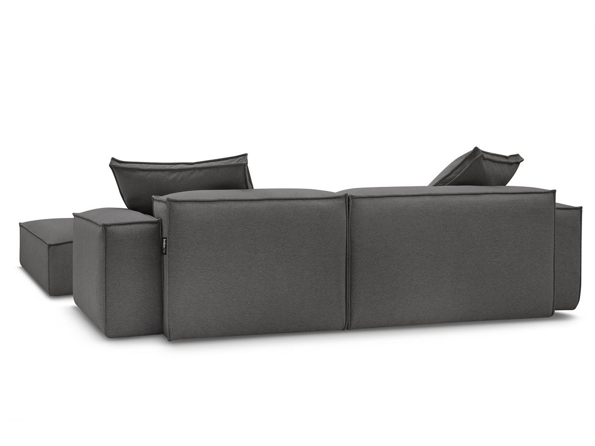 Canapé d'angle réversible ultra moelleux BOHEME tissu chiné avec pouf