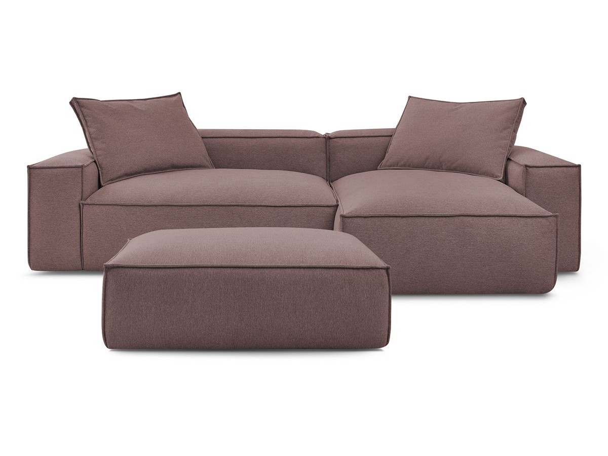 Canapé d'angle réversible ultra moelleux BOHEME tissu chiné avec pouf