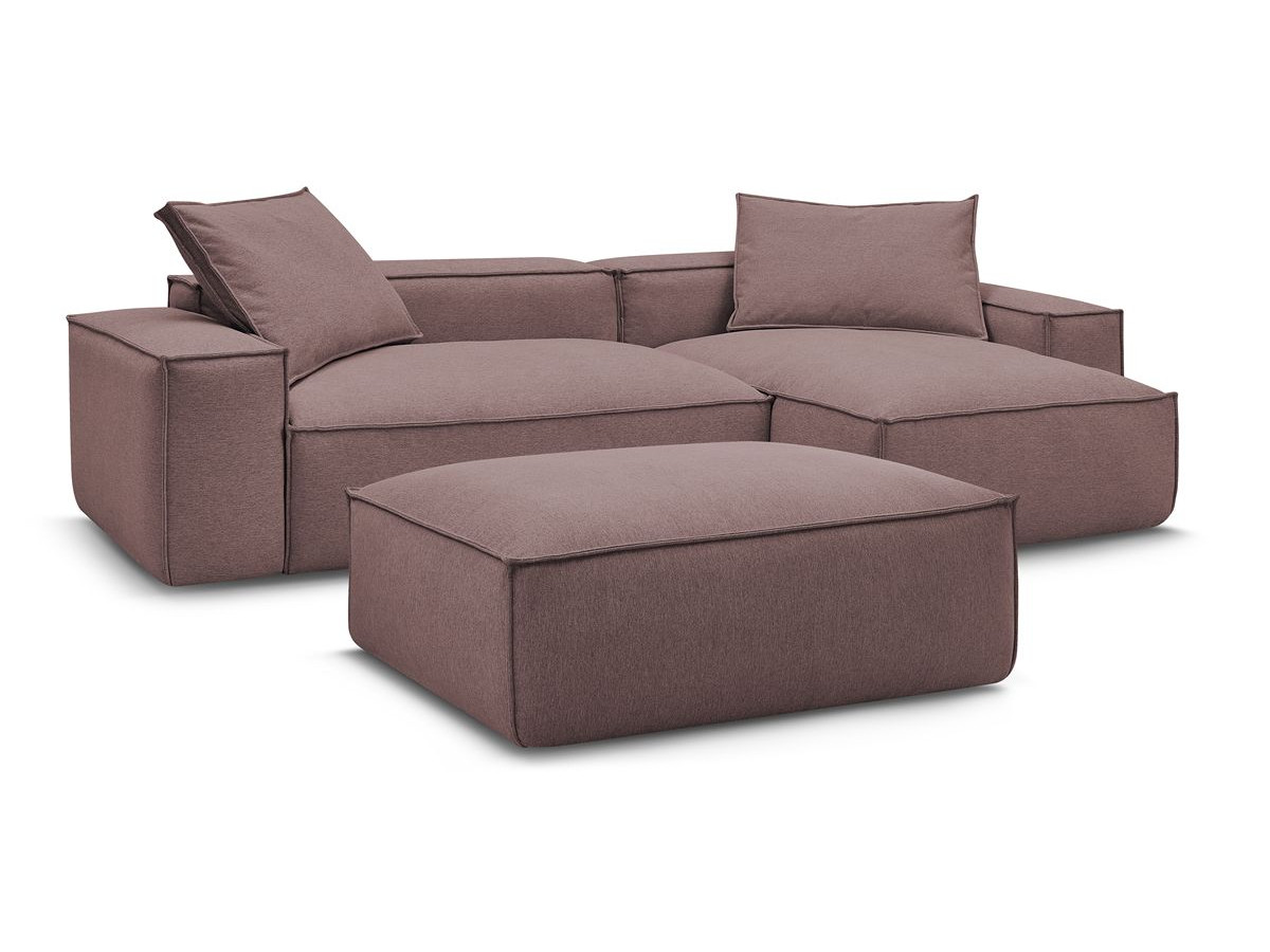 Canapé d'angle réversible ultra moelleux BOHEME tissu chiné avec pouf
