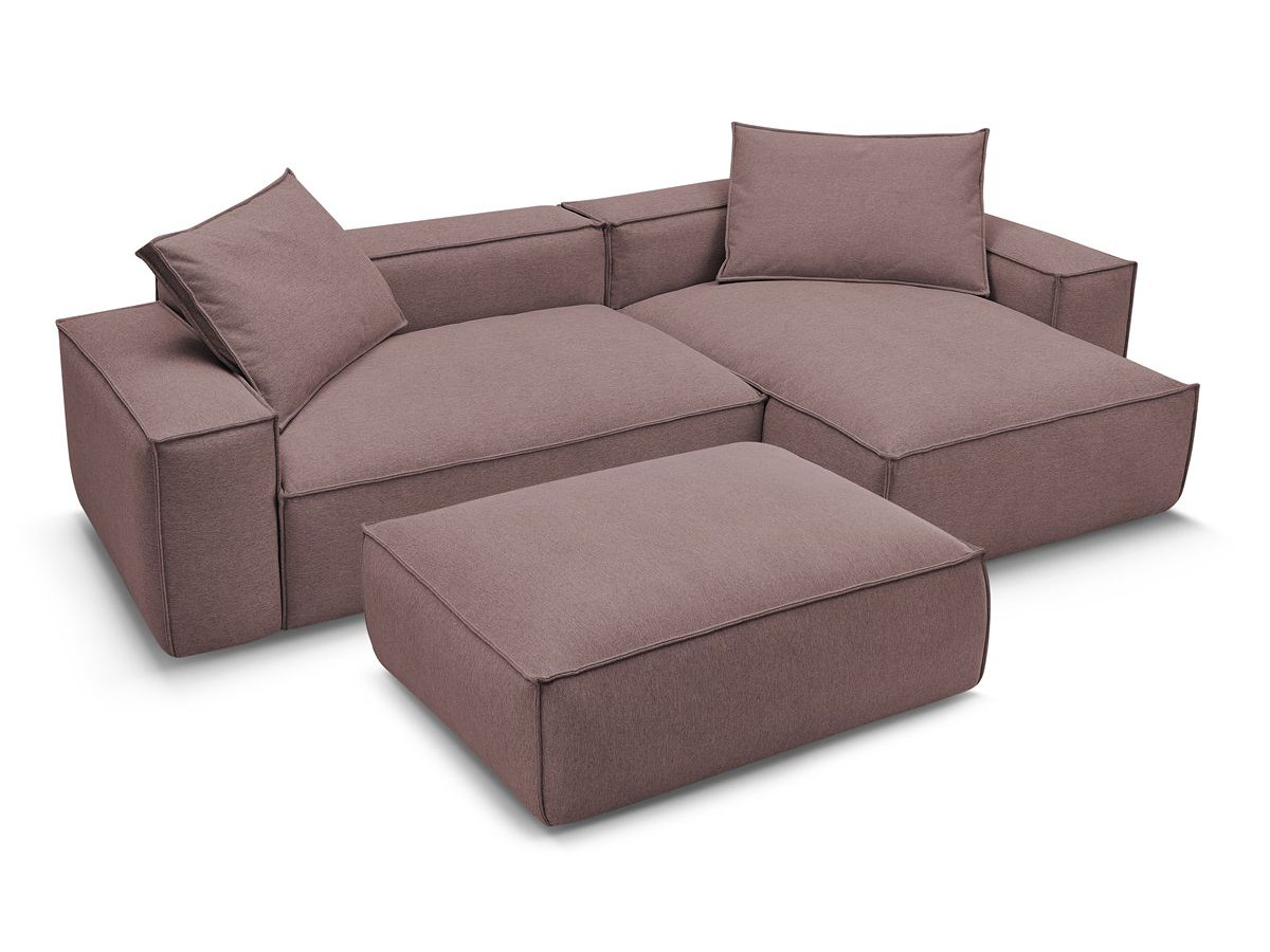 Canapé d'angle réversible ultra moelleux BOHEME tissu chiné avec pouf