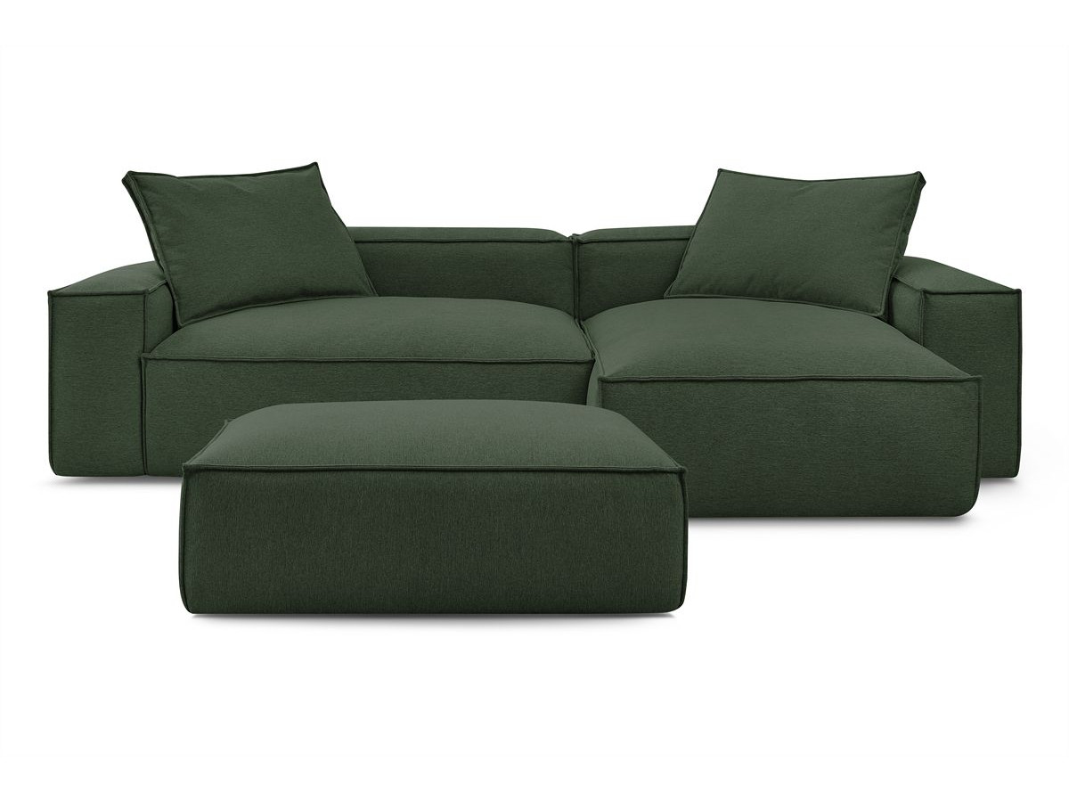 Canapé d'angle réversible ultra moelleux BOHEME tissu chiné avec pouf