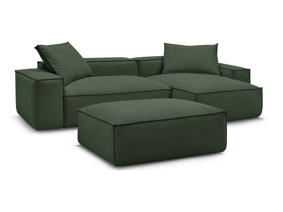 Canapé d'angle réversible ultra moelleux BOHEME tissu chiné avec pouf