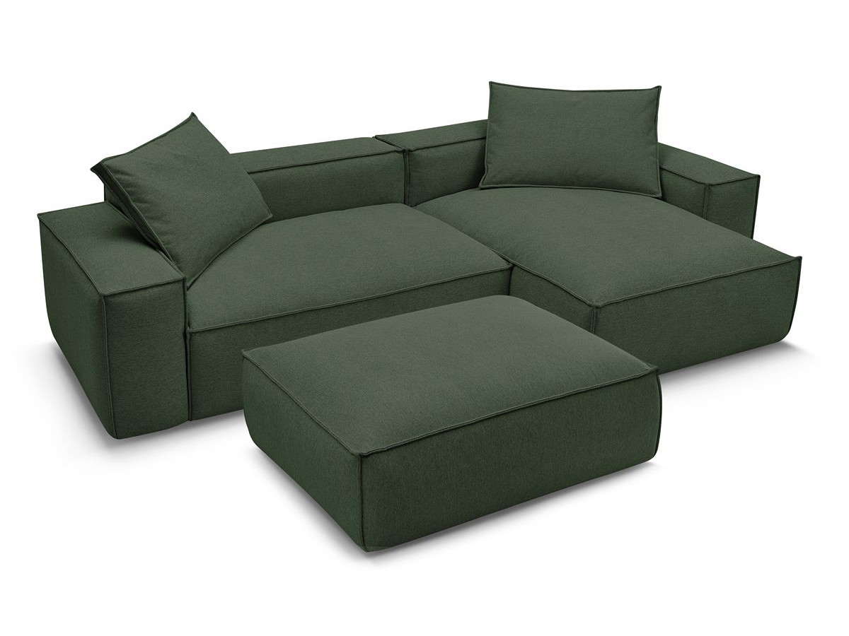 Canapé d'angle réversible ultra moelleux BOHEME tissu chiné avec pouf
