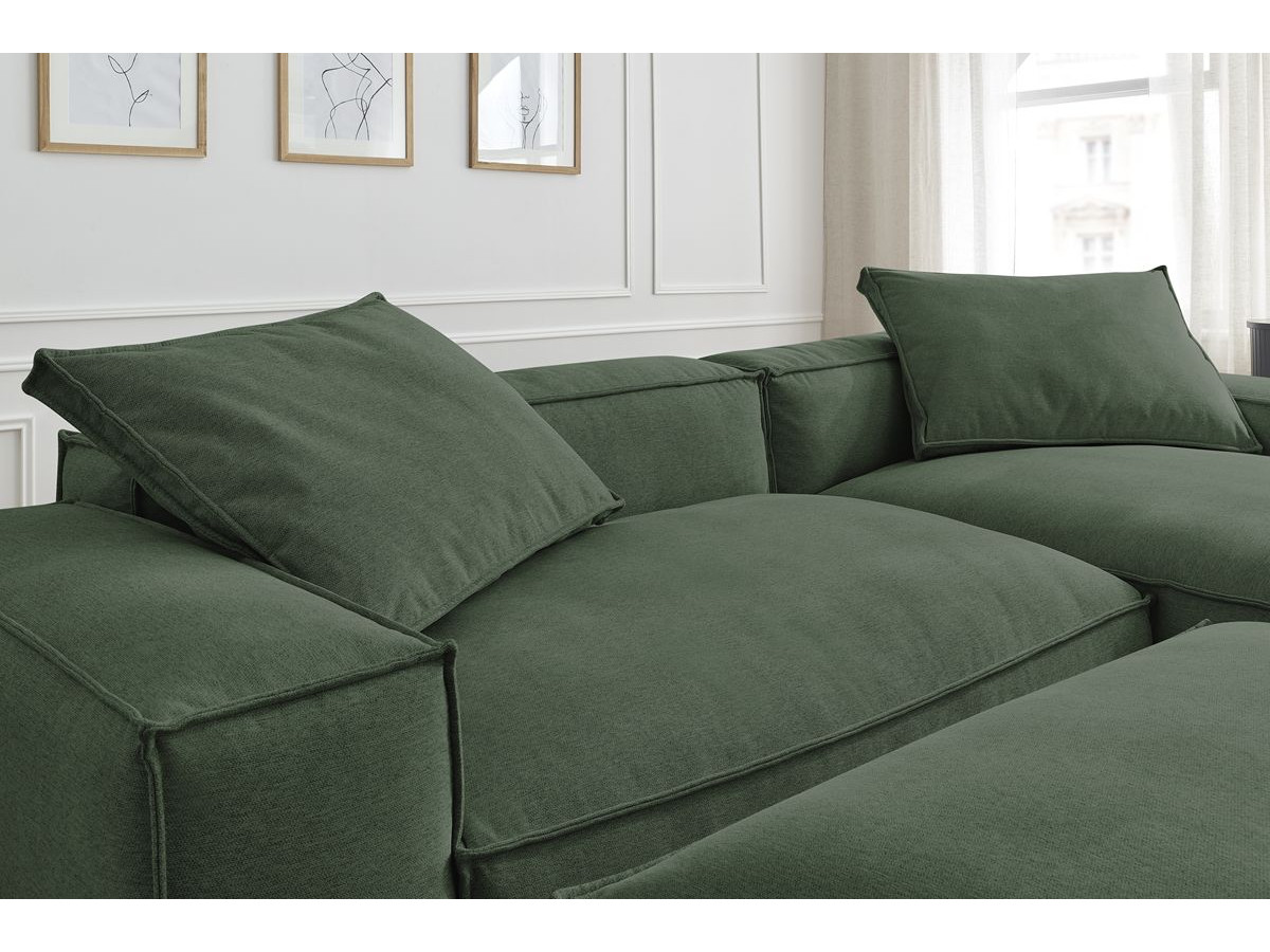 Canapé d'angle réversible ultra moelleux BOHEME tissu chiné avec pouf