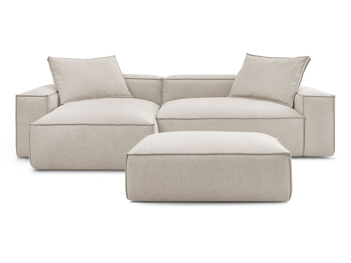 Canapé d'angle réversible ultra moelleux BOHEME tissu chiné avec pouf