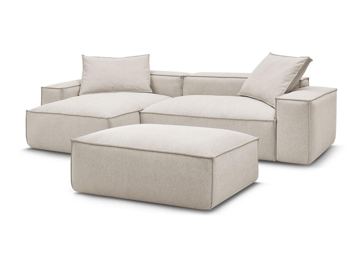 Canapé d'angle réversible ultra moelleux BOHEME tissu chiné avec pouf