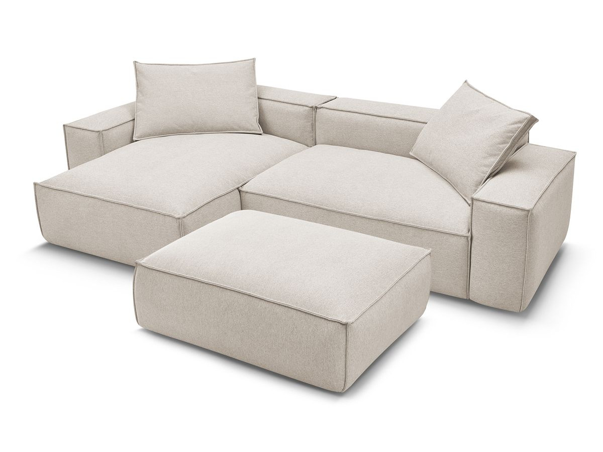 Canapé d'angle réversible ultra moelleux BOHEME tissu chiné avec pouf