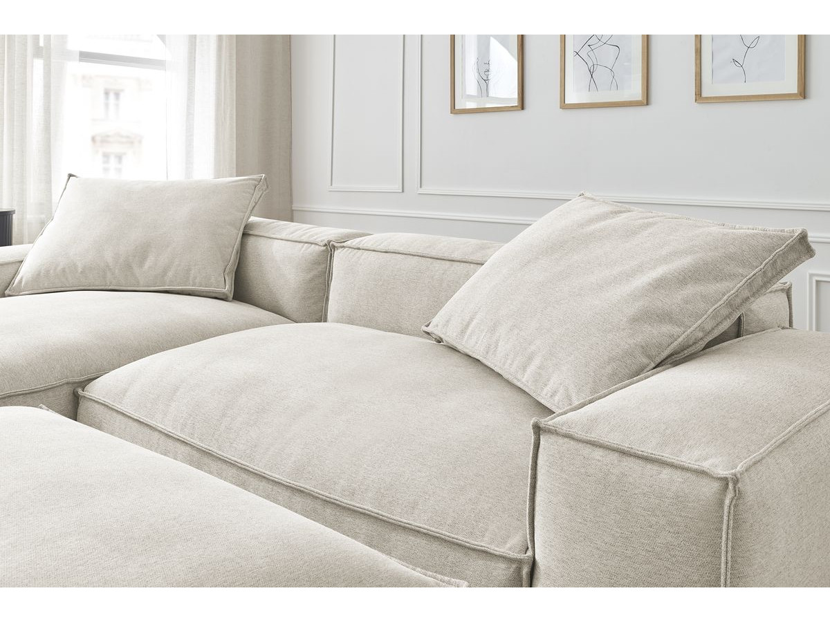 Canapé d'angle réversible ultra moelleux BOHEME tissu chiné avec pouf