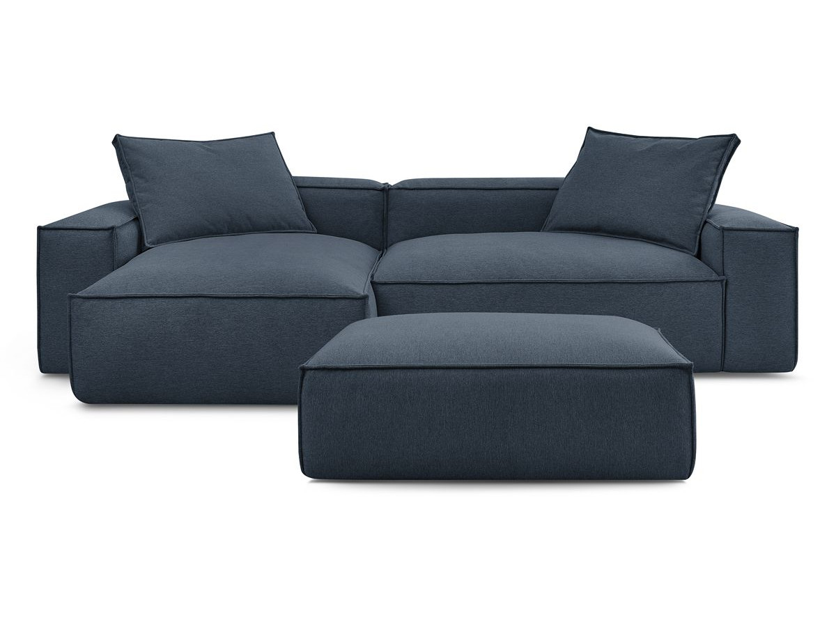 Canapé d'angle réversible ultra moelleux BOHEME tissu chiné avec pouf