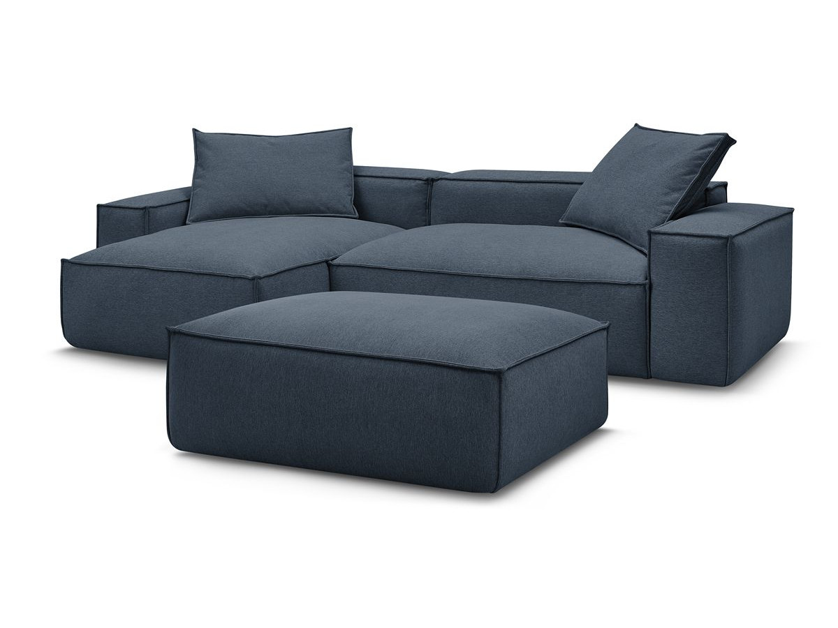 Canapé d'angle réversible ultra moelleux BOHEME tissu chiné avec pouf