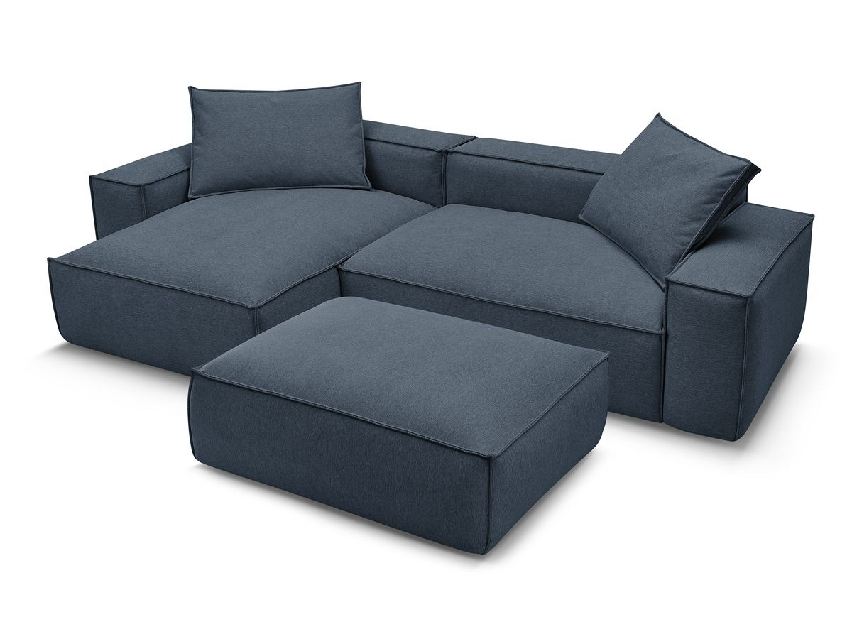 Canapé d'angle réversible ultra moelleux BOHEME tissu chiné avec pouf