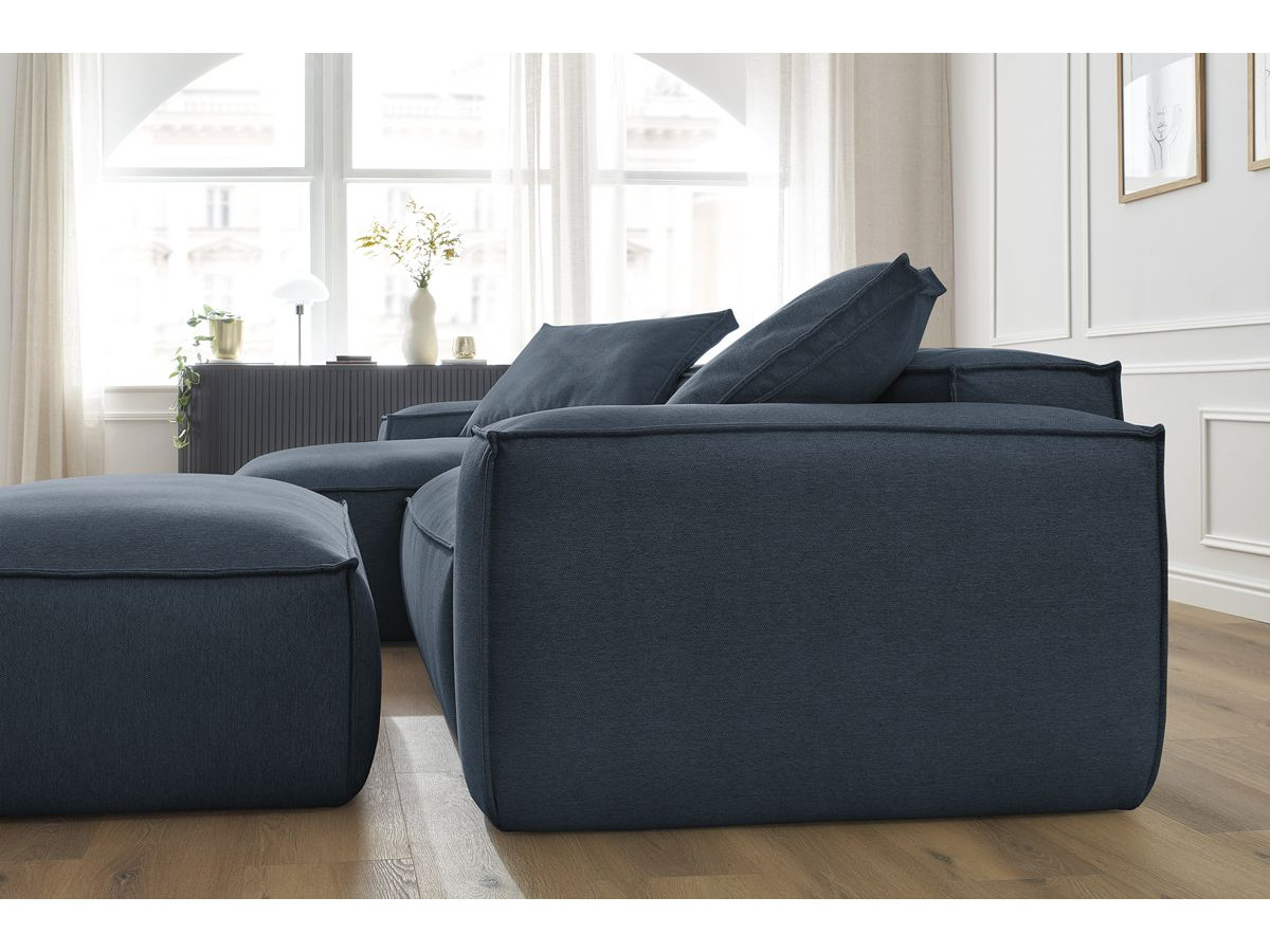 Canapé d'angle réversible ultra moelleux BOHEME tissu chiné avec pouf