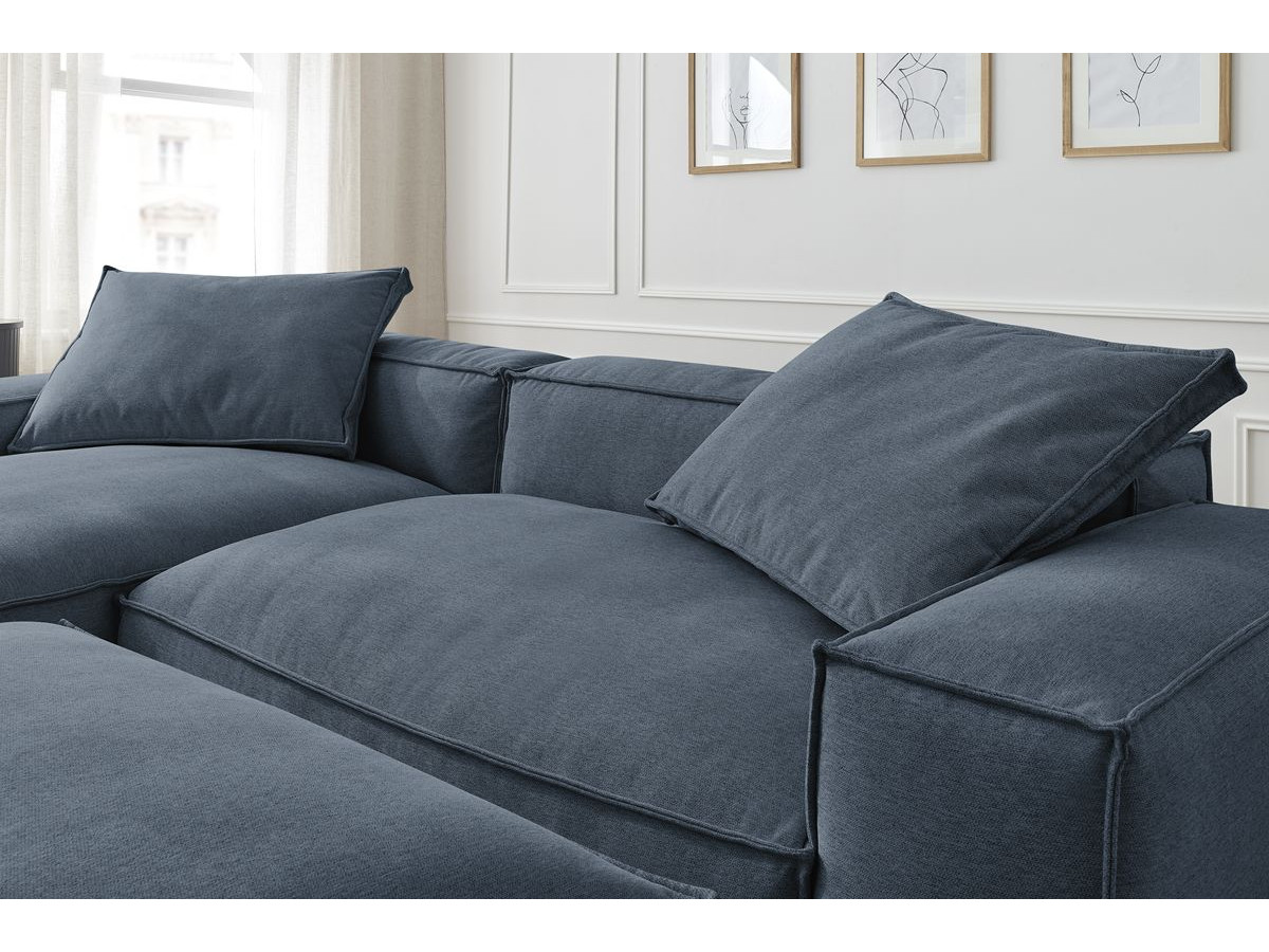 Canapé d'angle réversible ultra moelleux BOHEME tissu chiné avec pouf