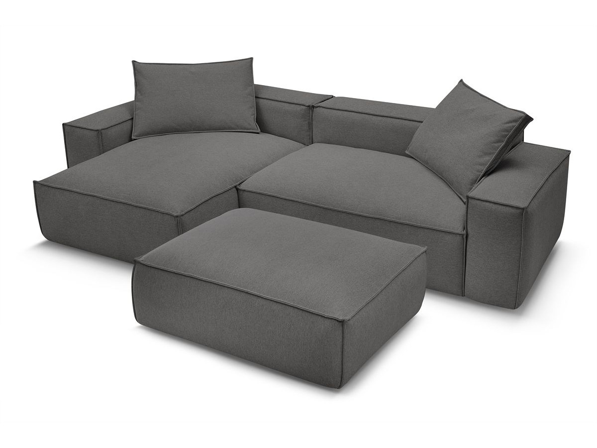 Canapé d'angle réversible ultra moelleux BOHEME tissu chiné avec pouf