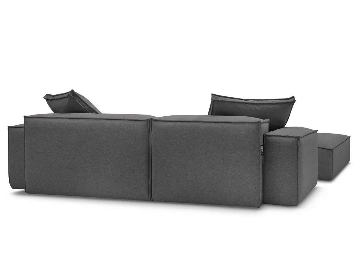 Canapé d'angle réversible ultra moelleux BOHEME tissu chiné avec pouf