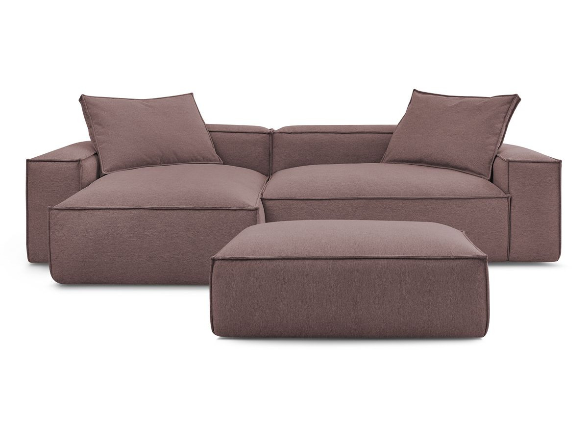 Canapé d'angle réversible ultra moelleux BOHEME tissu chiné avec pouf
