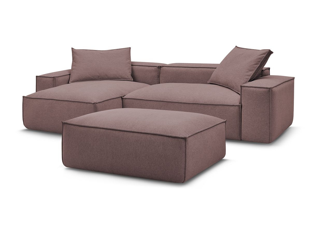 Canapé d'angle réversible ultra moelleux BOHEME tissu chiné avec pouf
