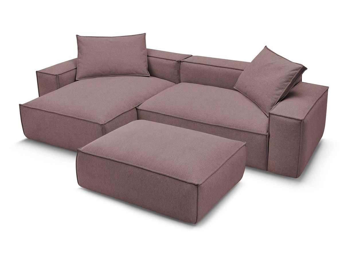 Canapé d'angle réversible ultra moelleux BOHEME tissu chiné avec pouf