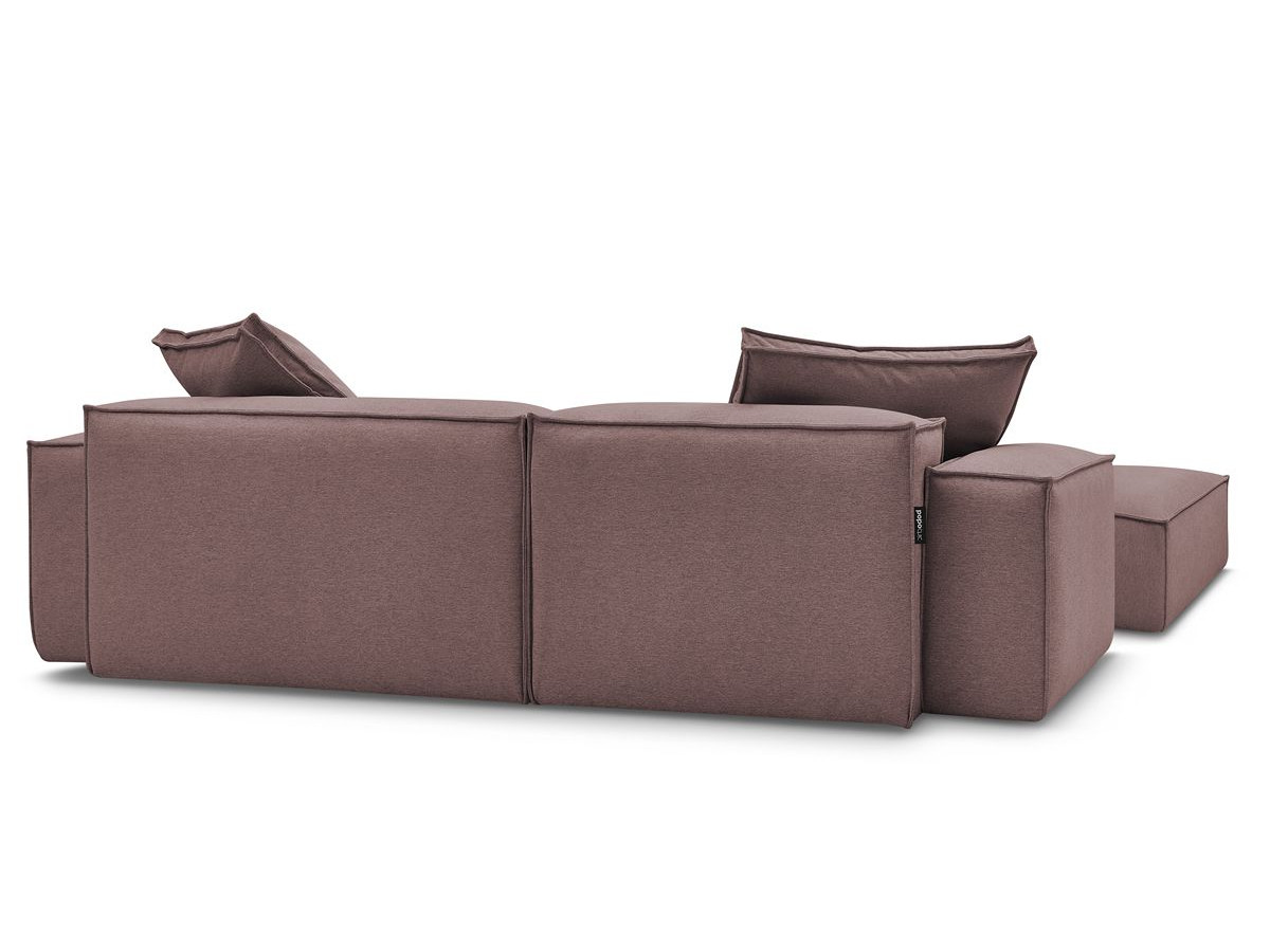 Canapé d'angle réversible ultra moelleux BOHEME tissu chiné avec pouf