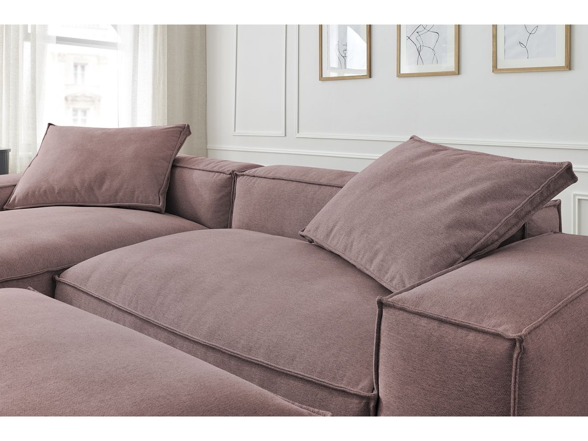 Canapé d'angle réversible ultra moelleux BOHEME tissu chiné avec pouf