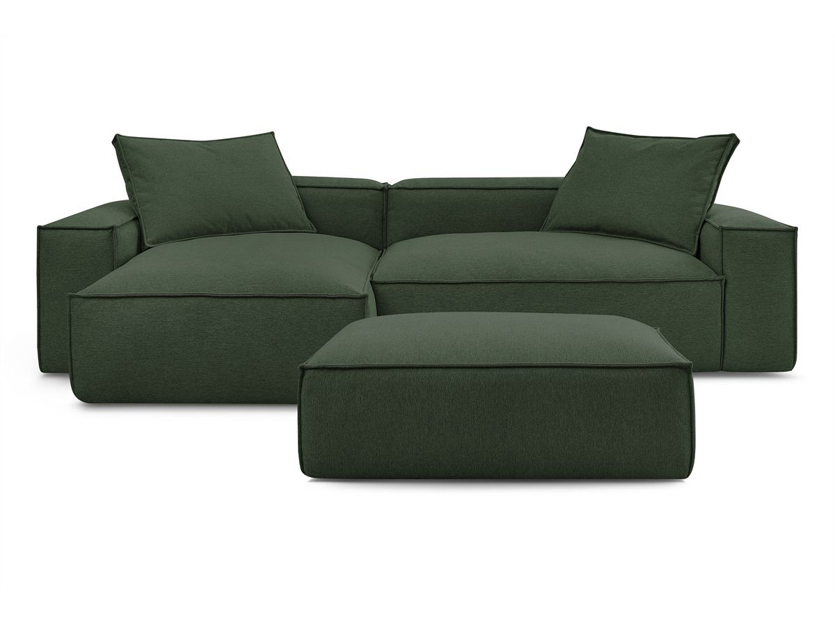 Canapé d'angle réversible ultra moelleux BOHEME tissu chiné avec pouf