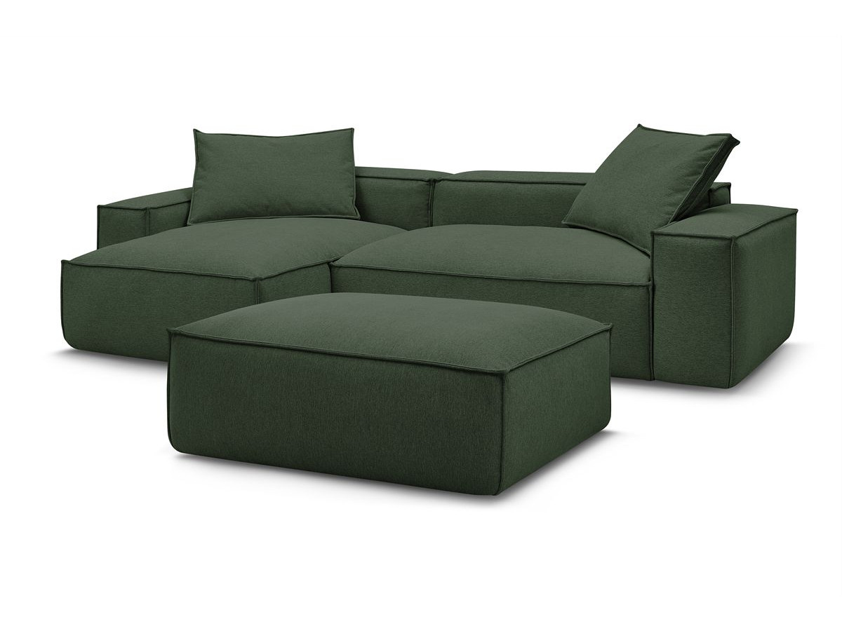 Canapé d'angle réversible ultra moelleux BOHEME tissu chiné avec pouf